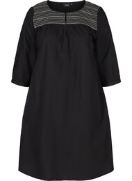 A-linjeformad klänning i bomull med smock, Black