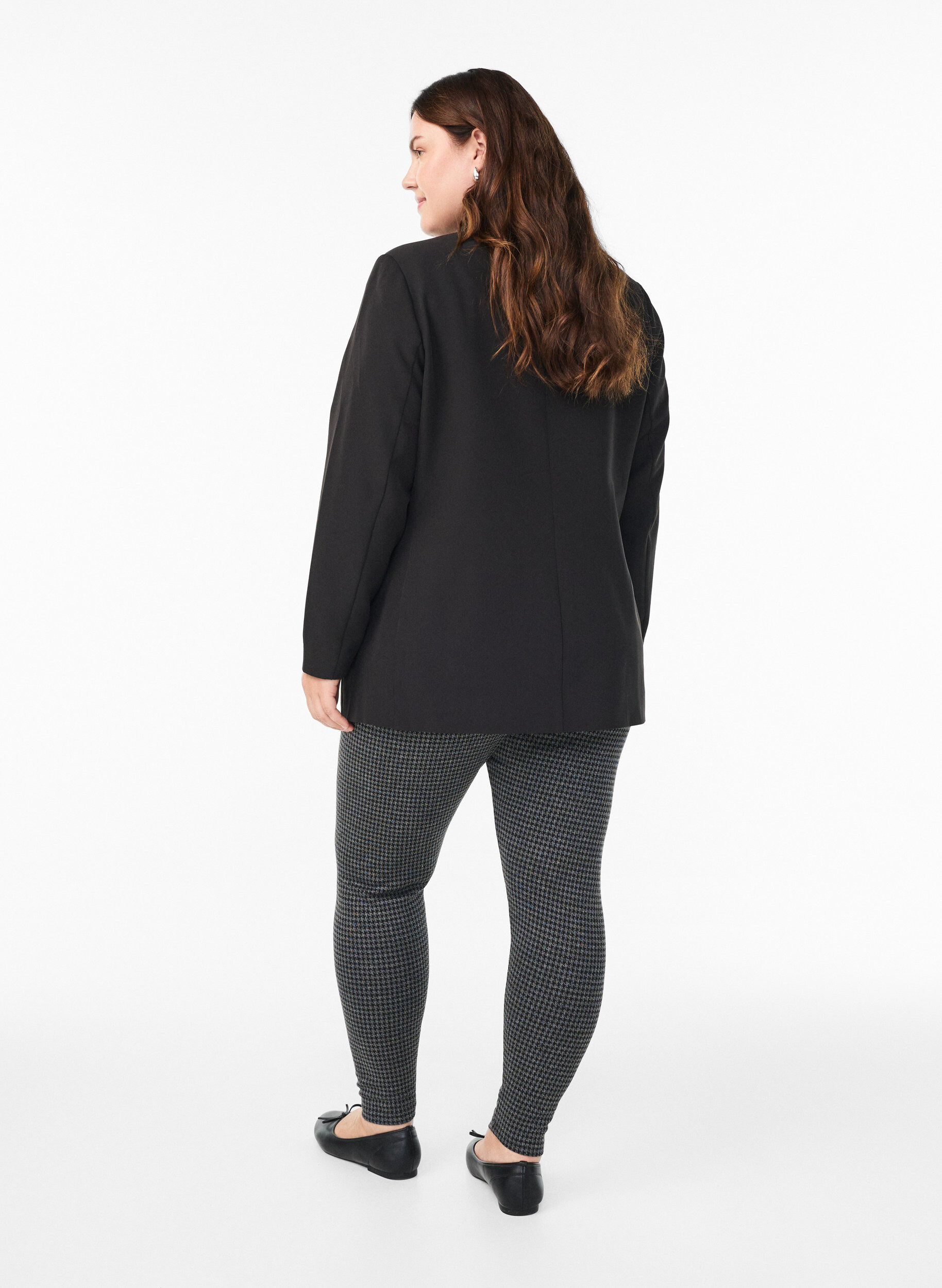 Zizzi M&ouml;nstrade leggings med normal midja, Gr&aring;, Model image number 2