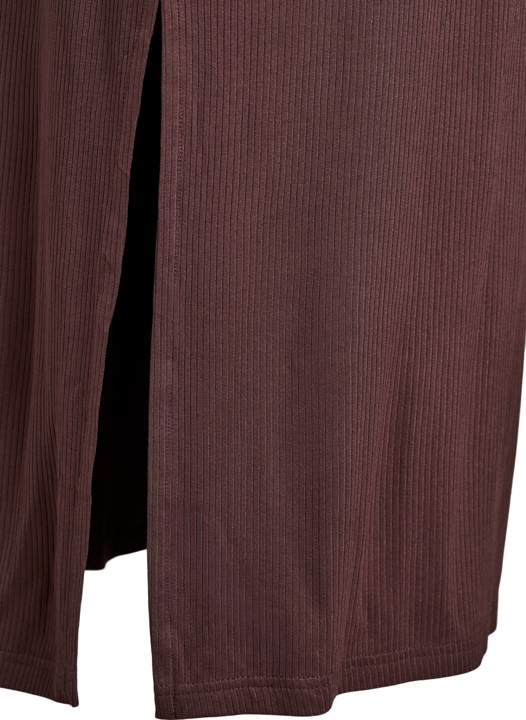 Zizzi &Auml;rml&ouml;s ribbad kl&auml;nning i viskos, Brun, Packshot image number 3