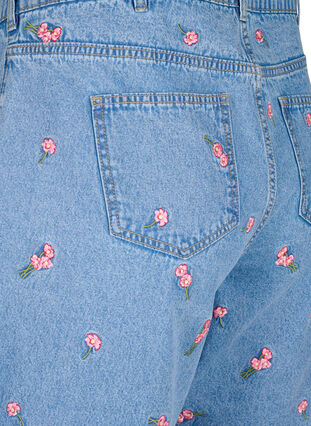 Jeansshorts med broderade blommor, Light Blue AOP, Packshot image number 3