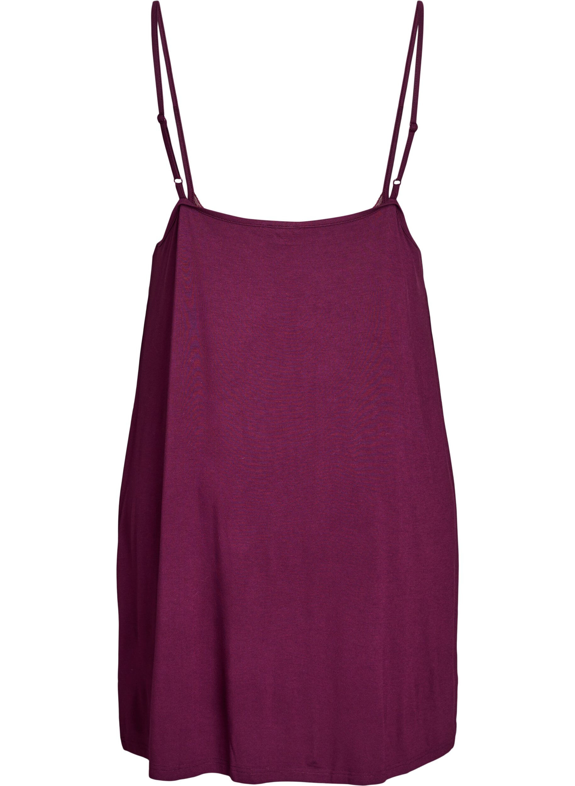 Zizzi Nattlinne i viskos med spetskant, M&ouml;rk Bordeaux, Packshot image number 1