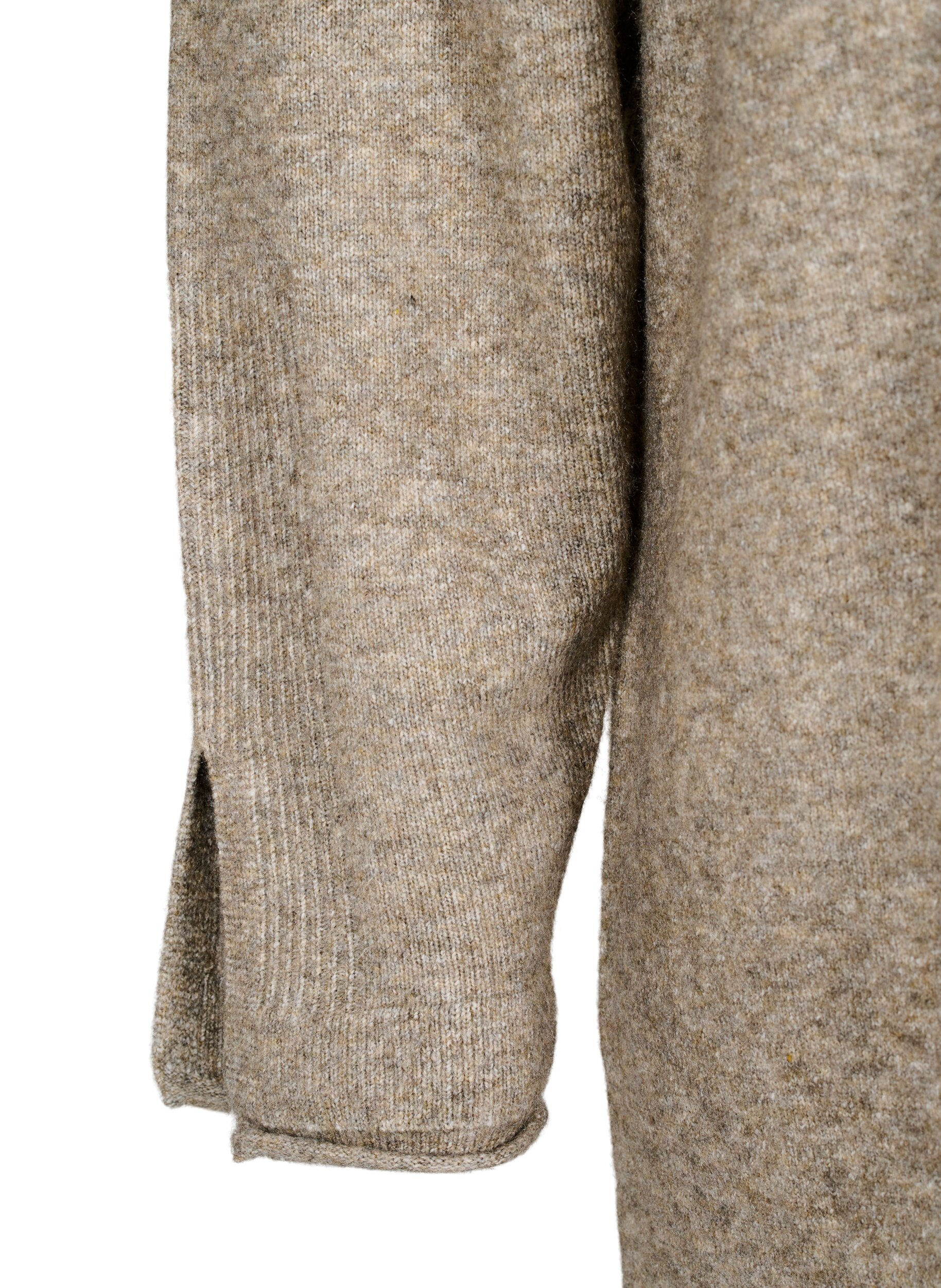 Zizzi Stickad kl&auml;nning med slitsar, Walnut Mel., Packshot image number 3