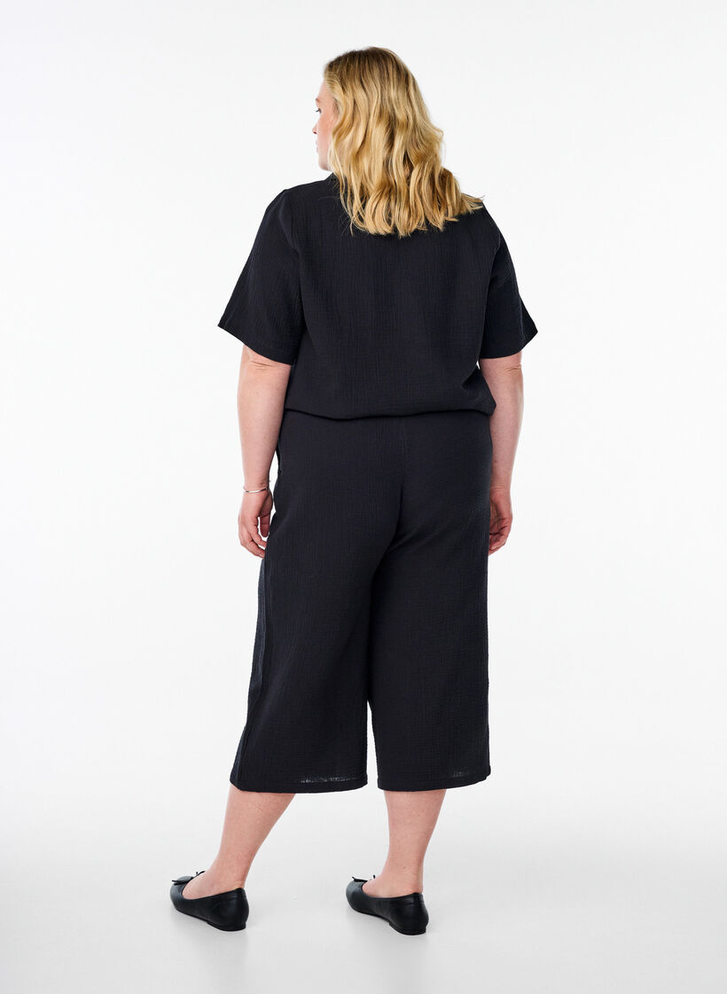 Culotte-byxor med h&ouml;g midja, Svart, Model image number 1