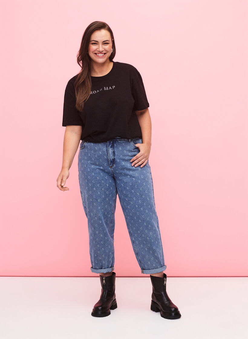 T-shirt i ekologisk bomull med similistenar, Black, Model image number 2