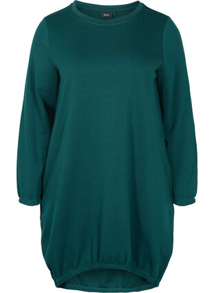Enfärgad sweatshirtklänning med långa ärmar, Ponderosa Pine, Packshot image number 0