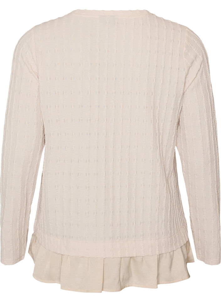 Strukturerad blus med volangkant, Vanilla, Packshot image number 1