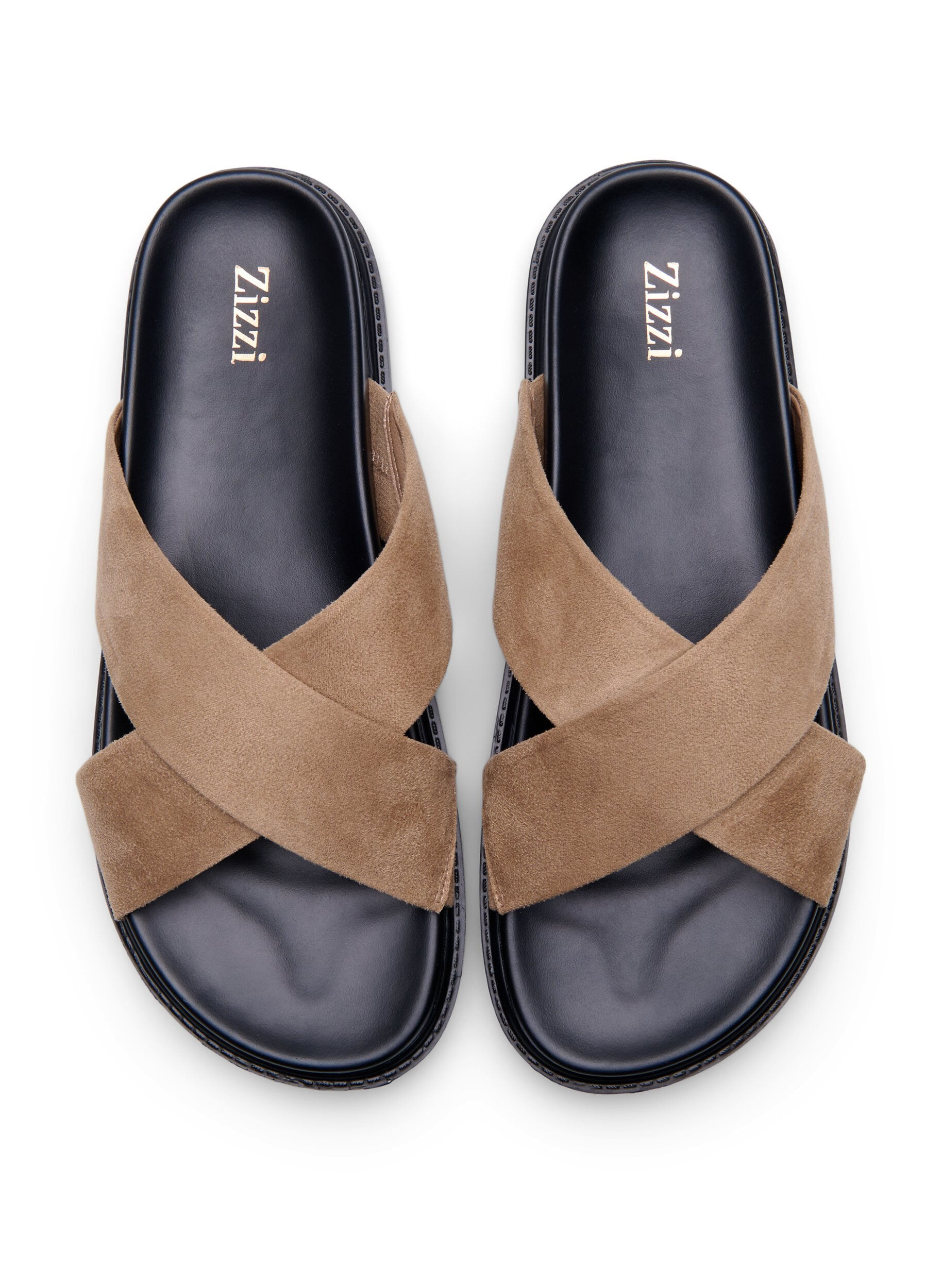 Zizzi Sandal i mockaimitation med korsade remmar, Woodsmoke, Packshot image number 2