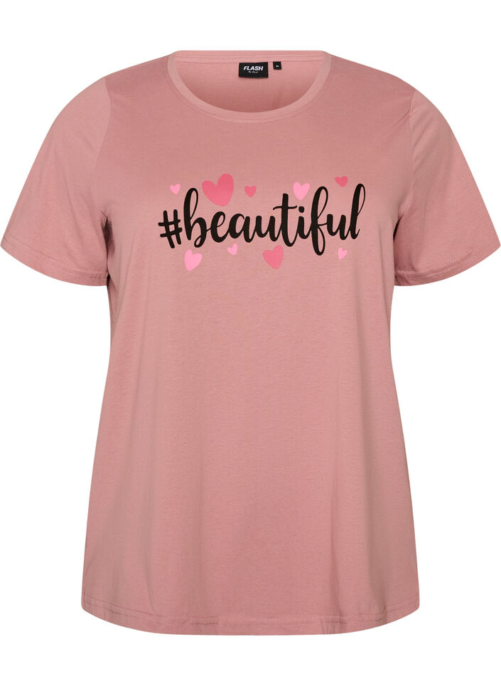 T-shirt med tryck, Rosa, Packshot image number 0