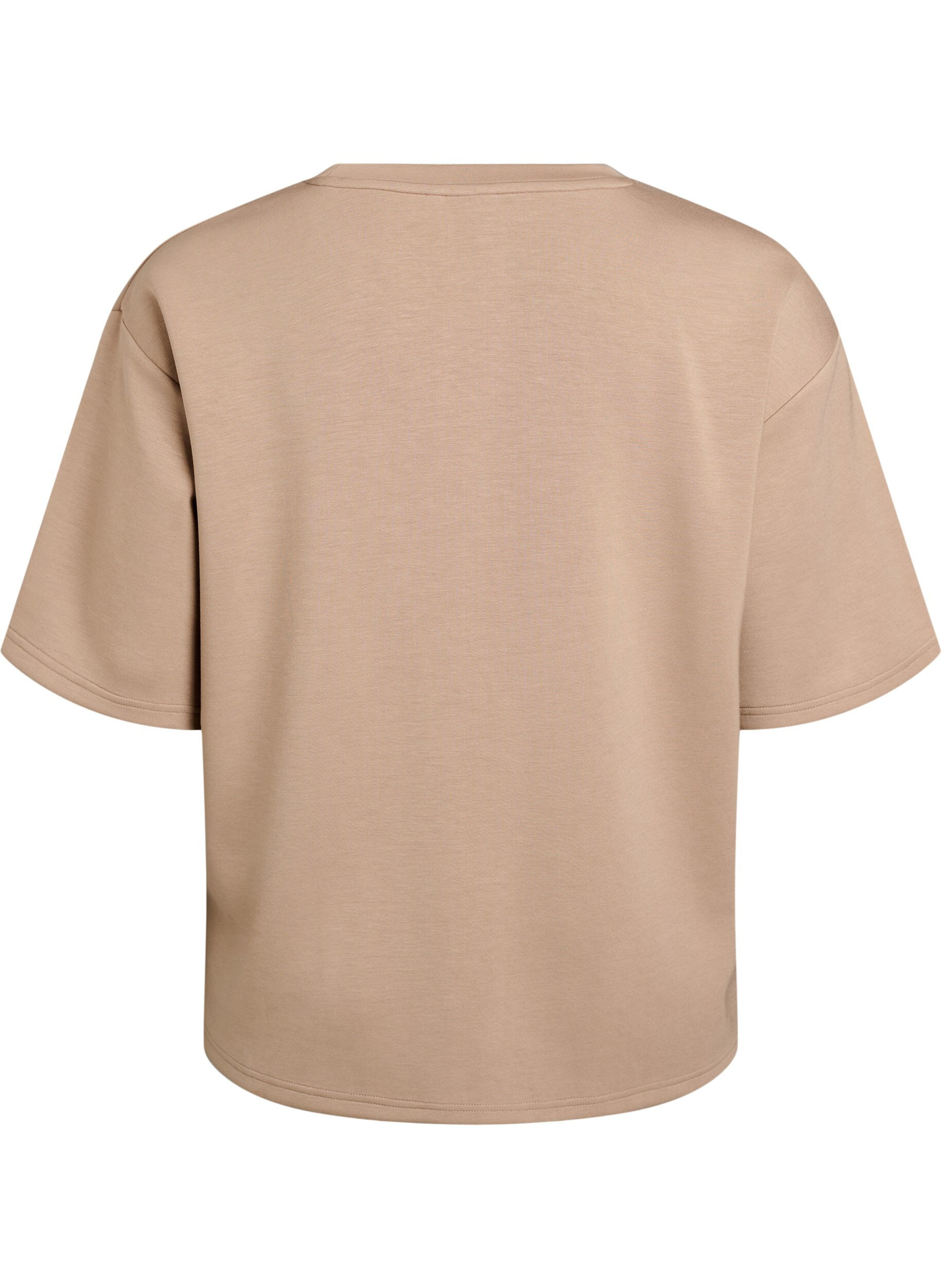 Zizzi L&ouml;s t-shirt med halvl&aring;nga &auml;rmar, Beige, Packshot image number 1