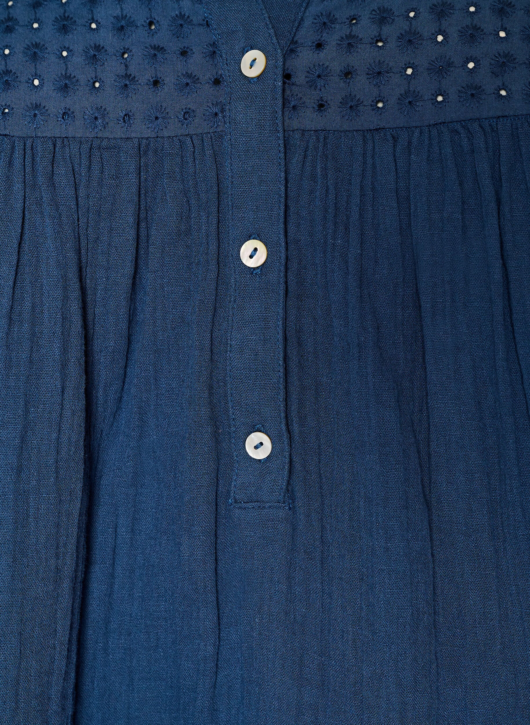 ZizziTunika i bomullsmuslin med broderie anglaise, Bl&aring;, Packshot image number 2