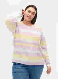 Randig tröja med v-ringning, Lavender Comb., Model
