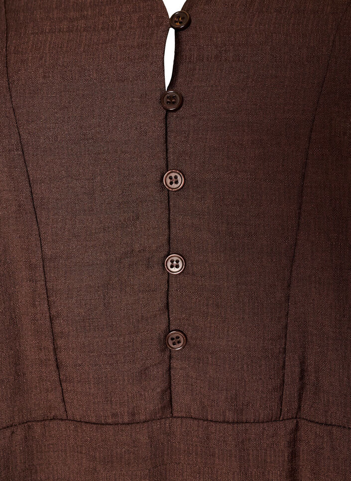 Kl&auml;nning i viskos med broderi och volanger i lager, Brun, Packshot image number 2