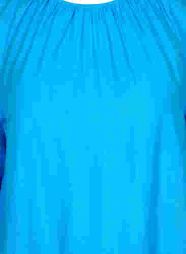 A-linjeformad tunika med 3/4-ärmar, Brilliant Blue, Packshot image number 2