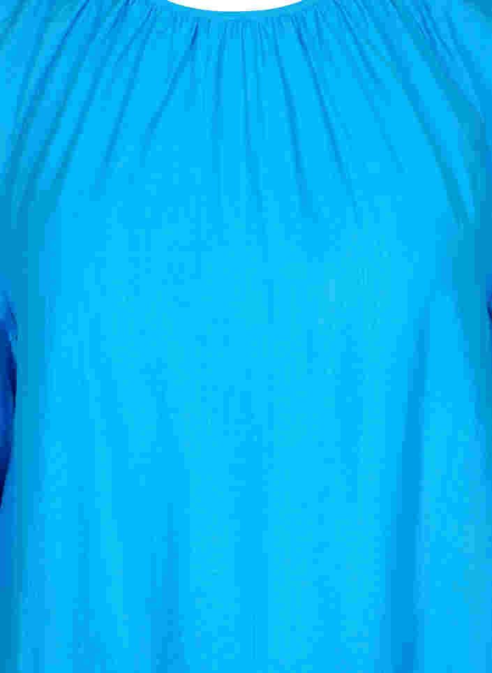 A-linjeformad tunika med 3/4-ärmar, Brilliant Blue, Packshot image number 2