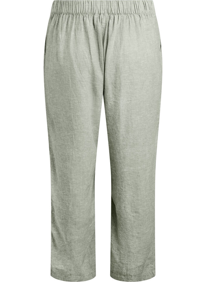 Lösa byxor i linne och viskos, Grön, Packshot image number 1