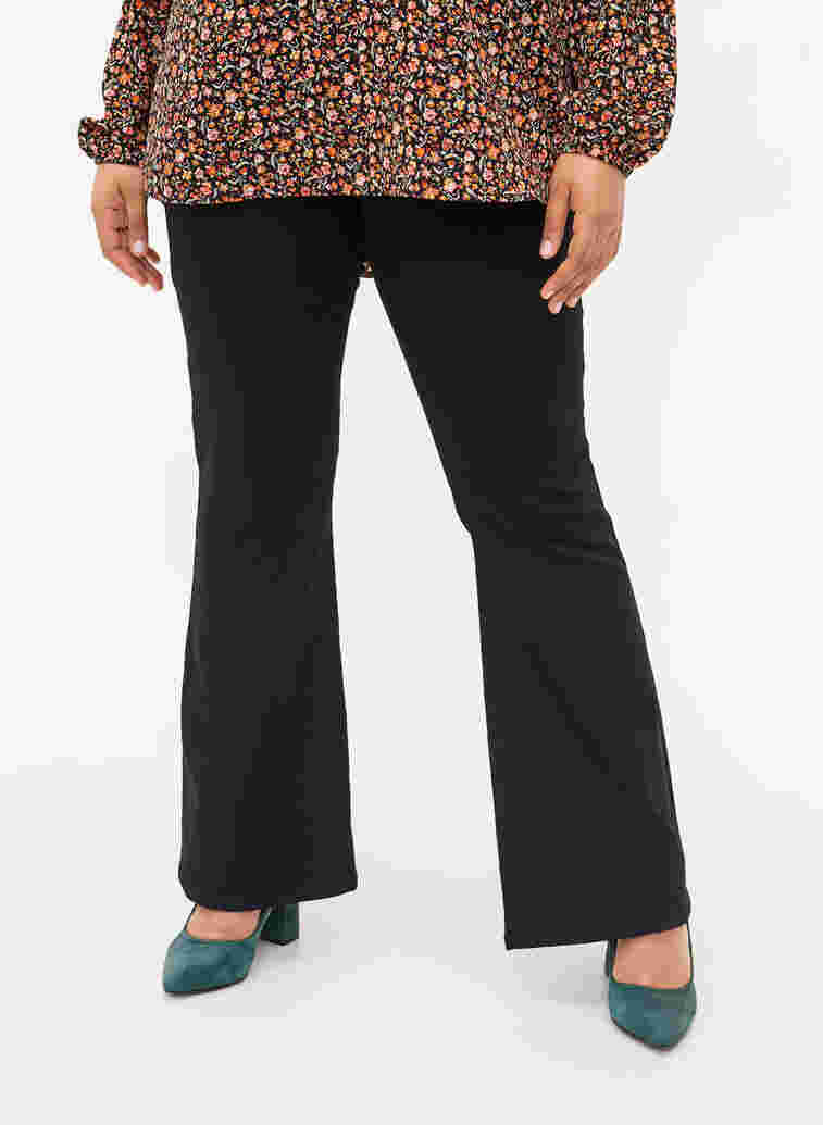 Ellen jeans med bootcut och hög midja, Black, Model image number 1