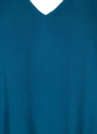 Viskosblus med 2/4-ärmar och veck, Moroccan Blue, Packshot image number 2