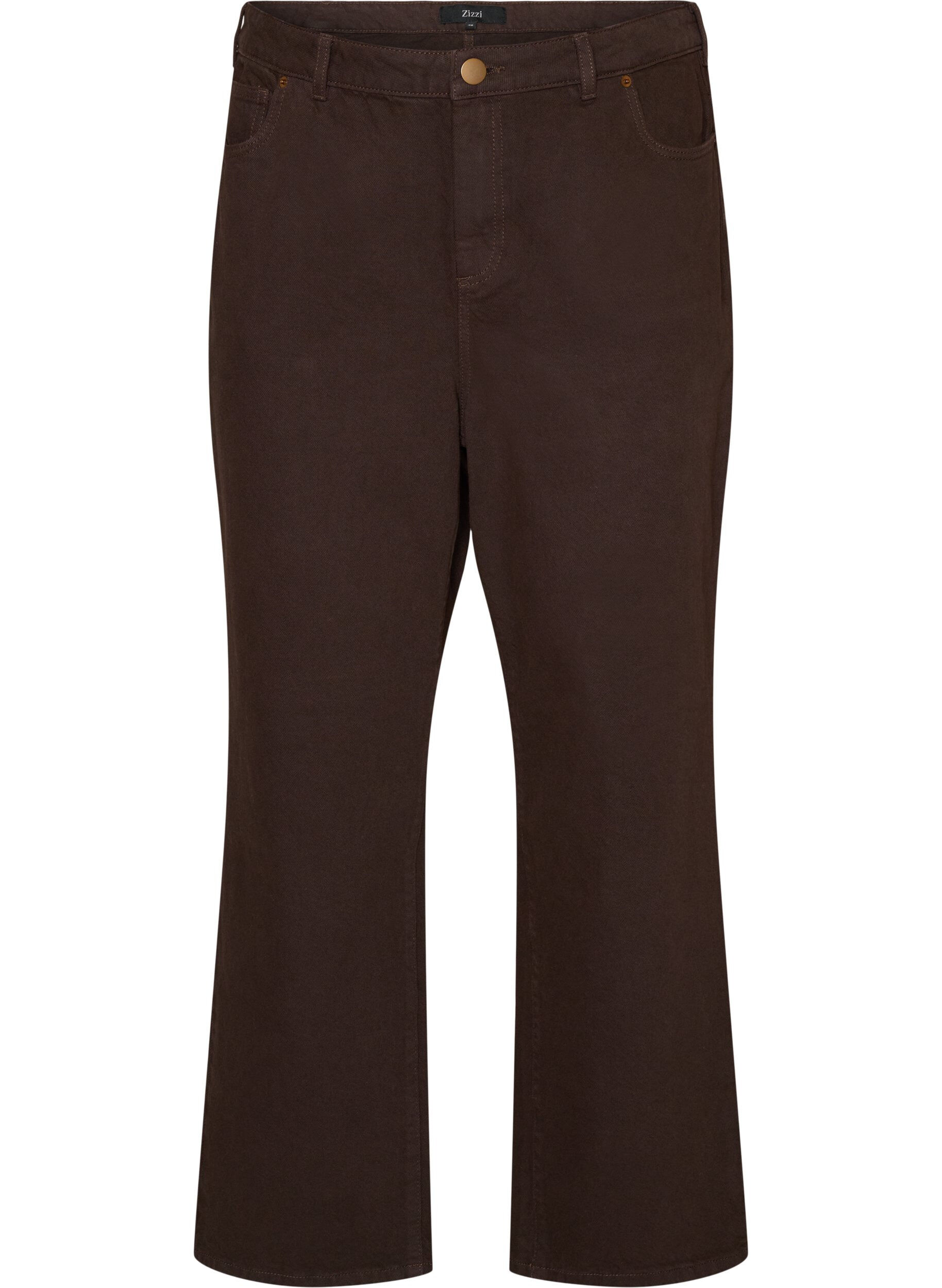 ZizziF&auml;rgade Kiana-jeans med rak passform, Brun, Packshot image number 0