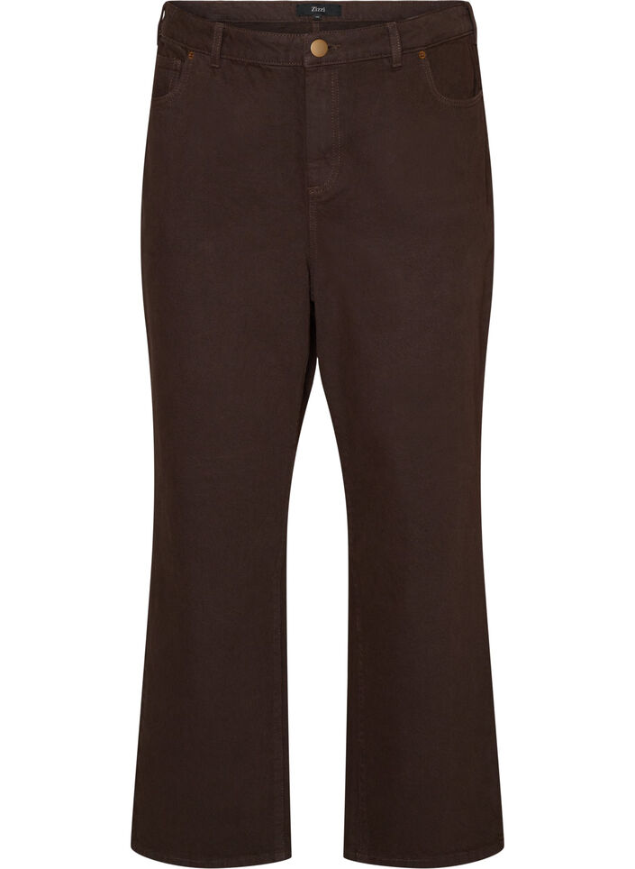 F&auml;rgade Kiana-jeans med rak passform, Brun, Packshot image number 0