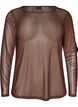 Blus i skir mesh med strass, Brun, Packshot image number 0