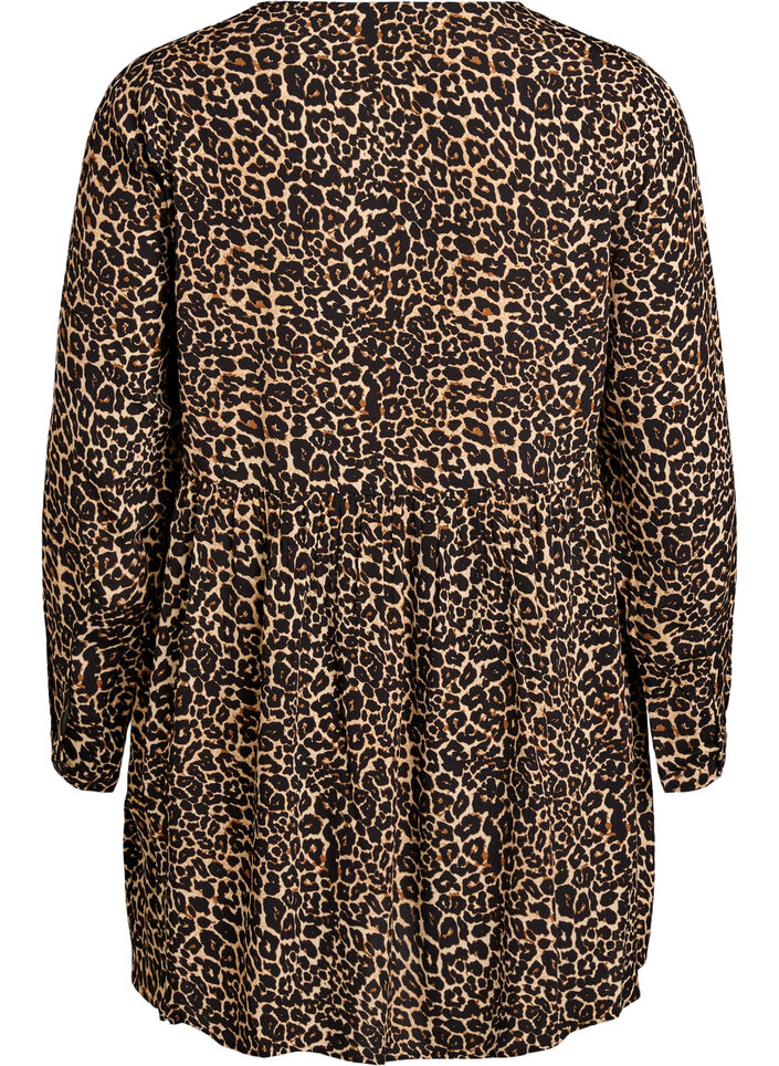 L&aring;ng&auml;rmad tunika med sk&auml;rning, Brun, Packshot image number 1