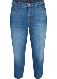 Croppade mom fit Mille jeans med lös passform, Blue Denim 5