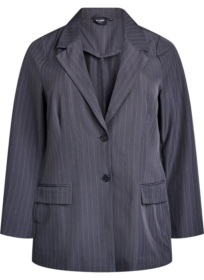 Blazer med fickor och slitsar, Gr&aring;, Packshot image number 0