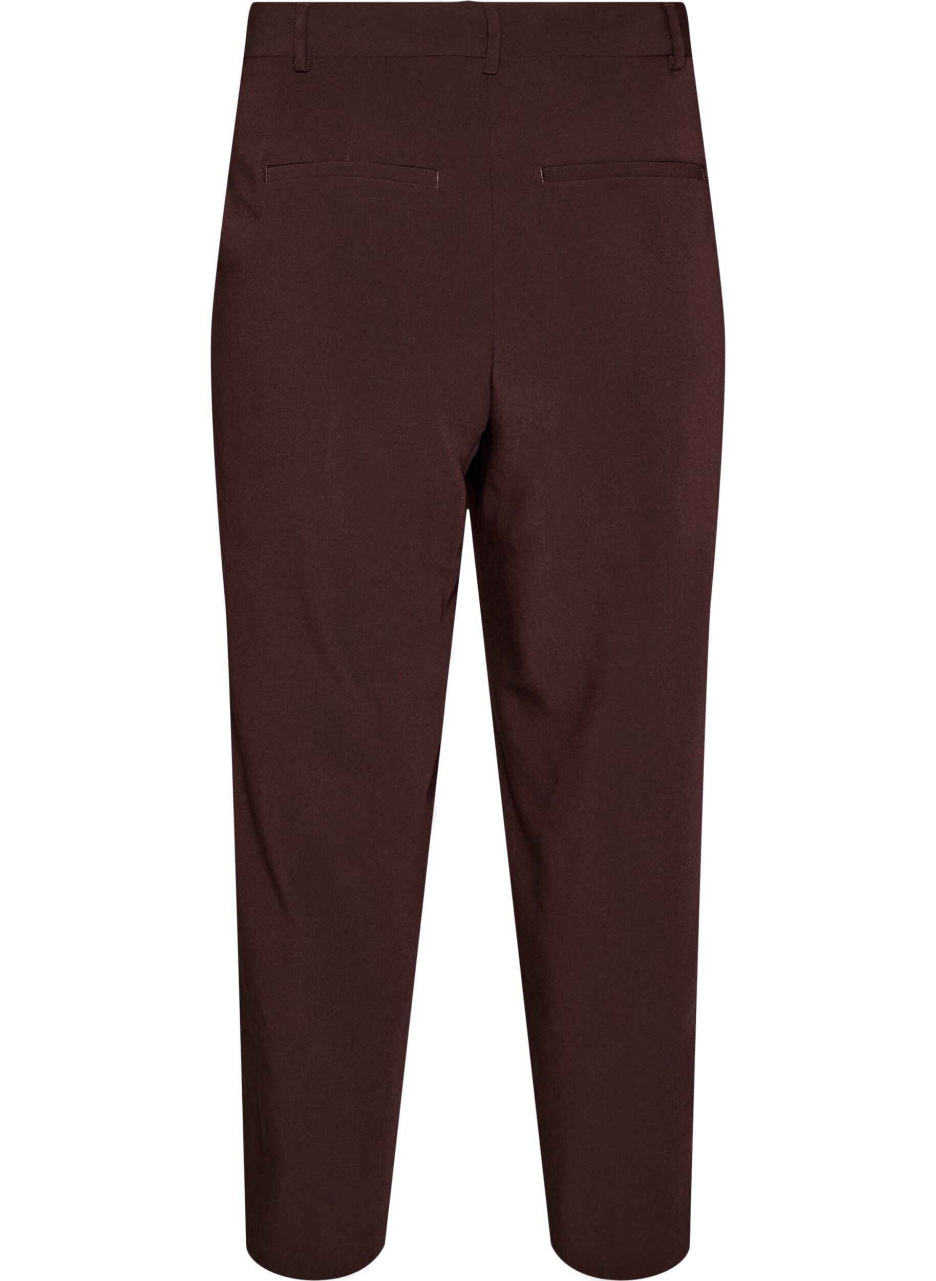 ZizziDressade byxor med vida ben och h&ouml;g midja, Brun, Packshot image number 1