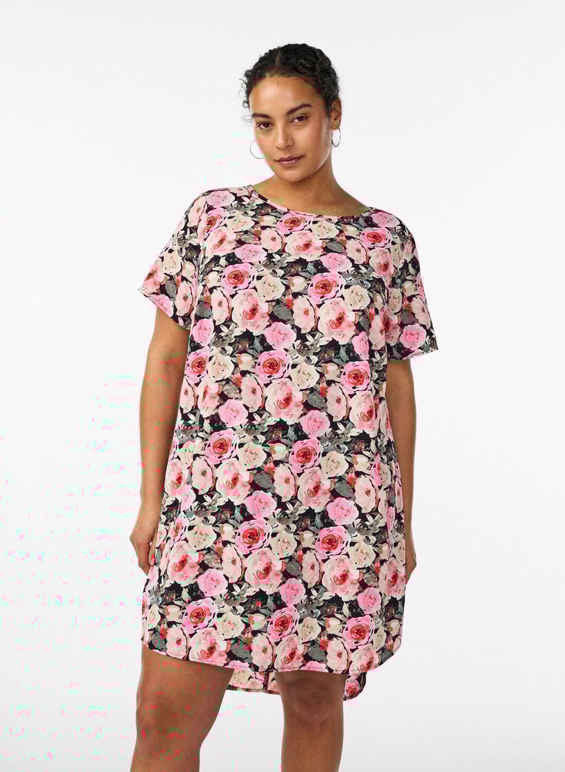 Skjortkl&auml;nning i broderie anglaise med knytb&auml;lte, Svart, Model image number 0