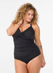 Baddräkt med bygel och rynkad effekt, Svart, Model image number 0