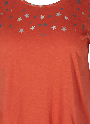 T-shirt i bomull med stjärnmotiv upptill, Burnt Brick STARS, Packshot image number 2