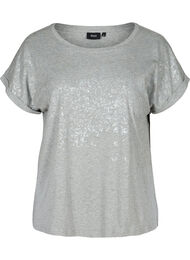 T-shirt med ton i ton-mönster, Light Grey Melange