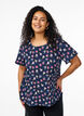 Kort&auml;rmad blus med struktur, Bl&aring;, Model image number 0