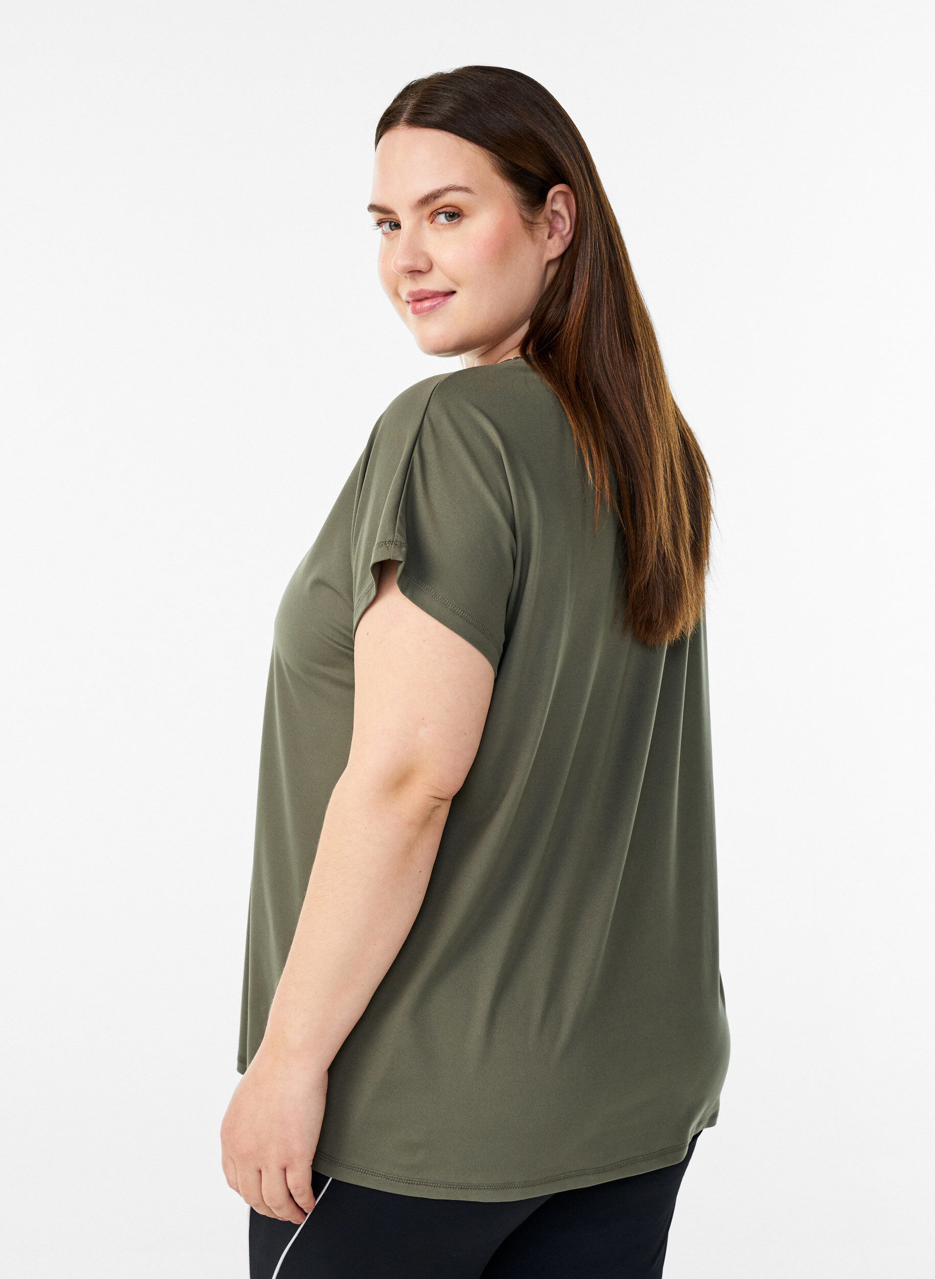 ZizziEnf&auml;rgad tr&auml;nings-T-shirt, Gr&ouml;n, Model image number 2