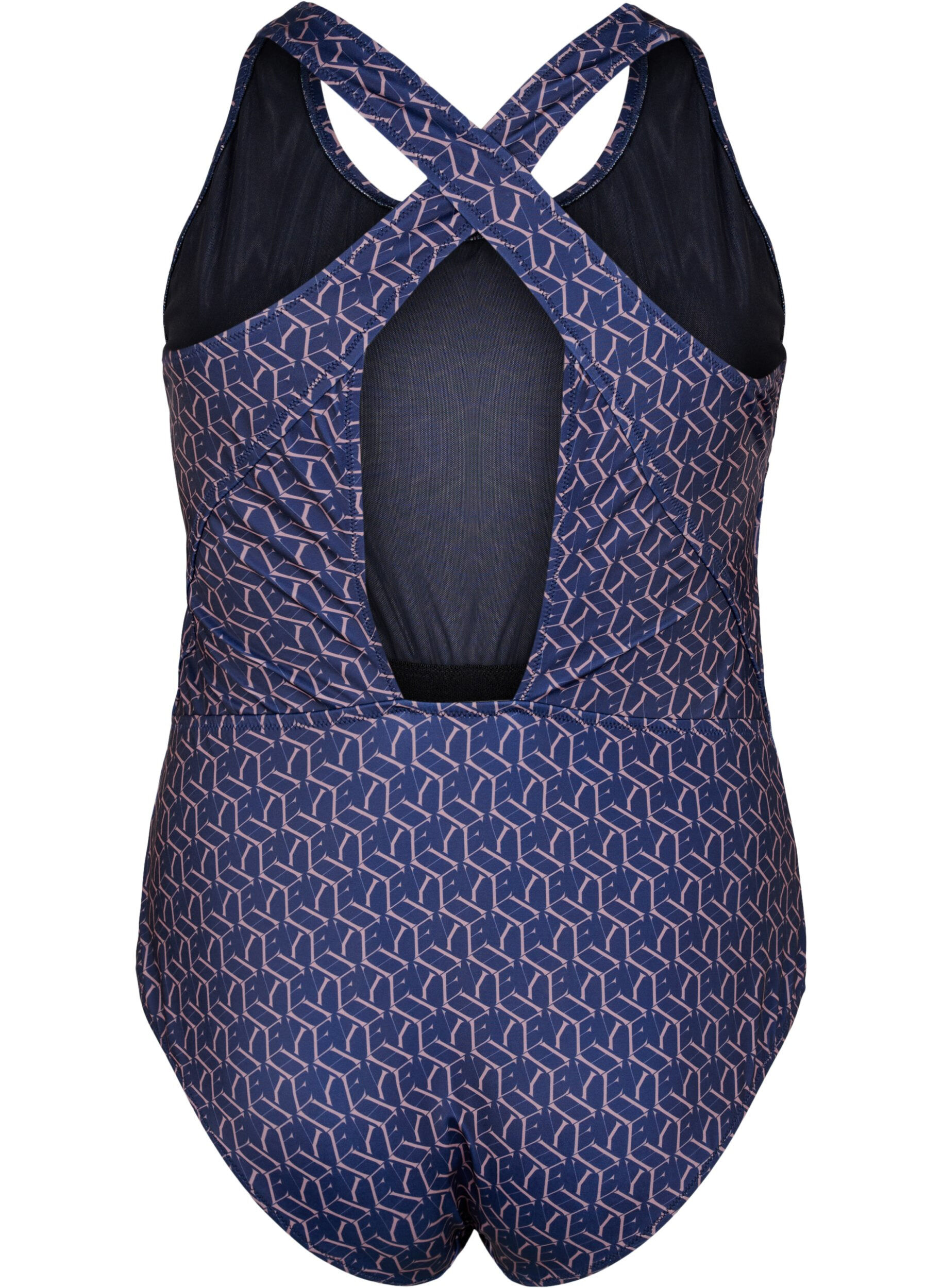 Zizzi Baddr&auml;kt med tryck och korslagda band i ryggen, Text Print, Packshot image number 1