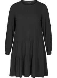 A-linjeformad klänning med långa ärmar, Black
