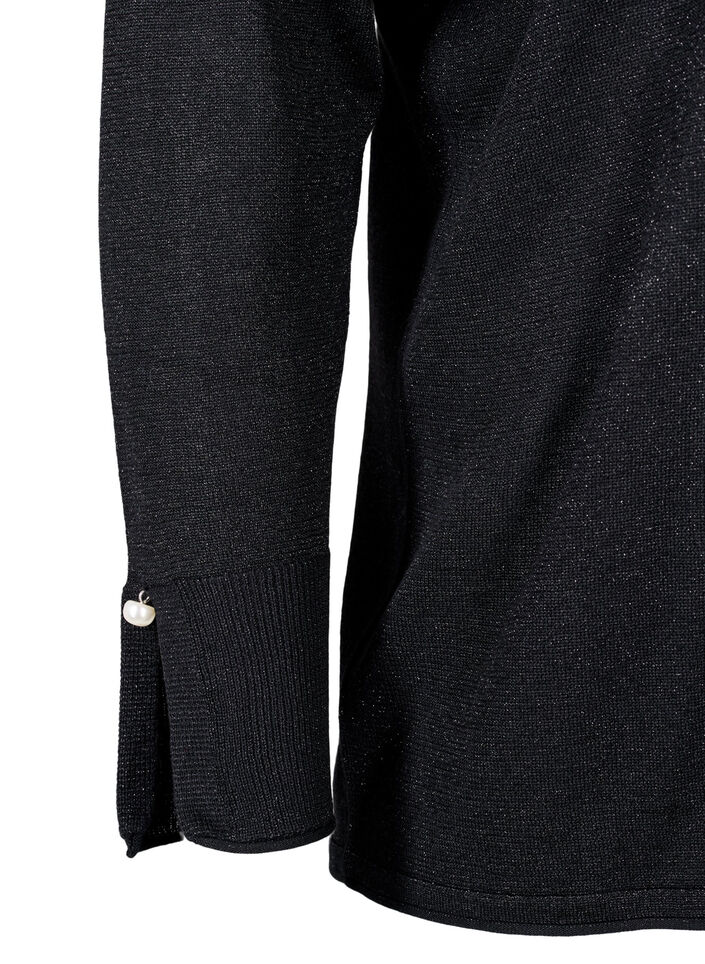 Stickad blus i viskos med glitter, Black w. DTM Lurex, Packshot image number 3