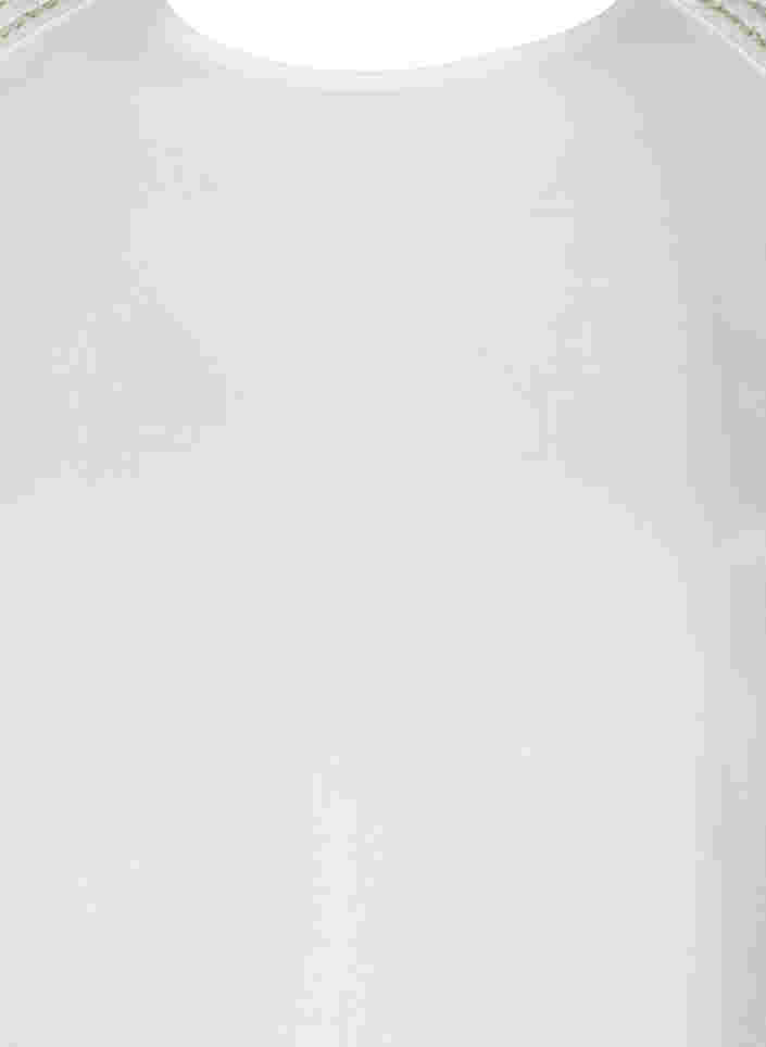 Kortärmad blus i viskos, Bright White, Packshot image number 2