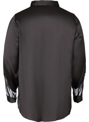 Skjorta med mesh och spets, Black, Packshot image number 1