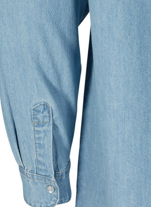 Lång jeansskjorta i bomull, Light blue denim, Packshot image number 3