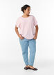 Blus med korta &auml;rmar och rund halsringning, Rosa, Model image number 1