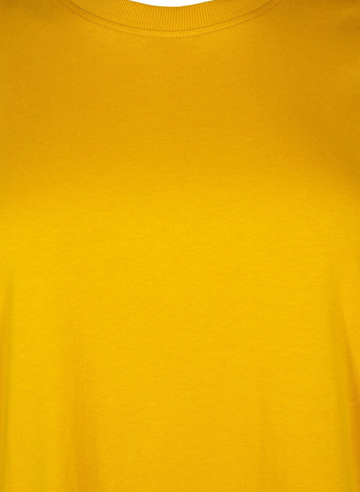 Enkel t-shirt i bomull med rund halsringning, Gul, Packshot image number 2