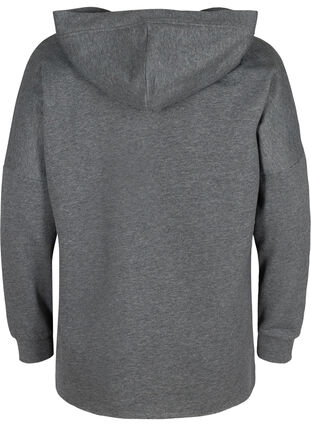 Sweatshirt med huva och slits, Dark Grey Melange, Packshot image number 1