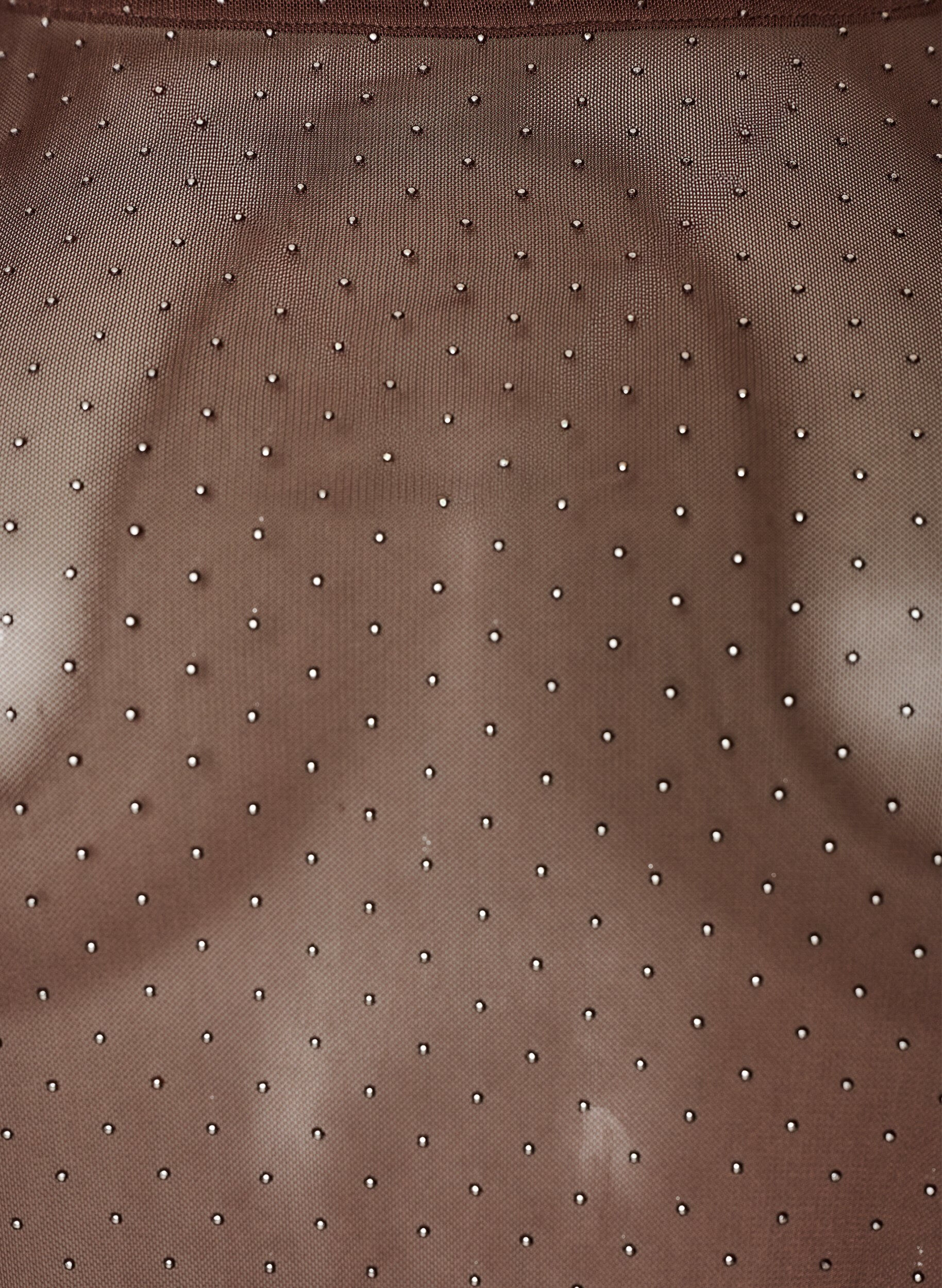 ZizziBlus i skir mesh med strass, Brun, Packshot image number 2