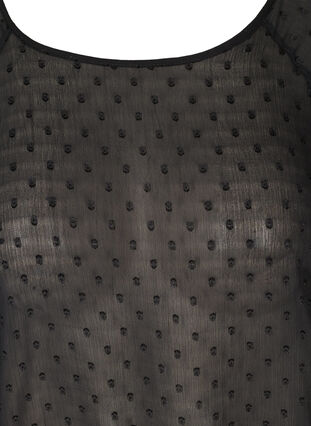Långärmad mesh-blus med smock, Black, Packshot image number 2