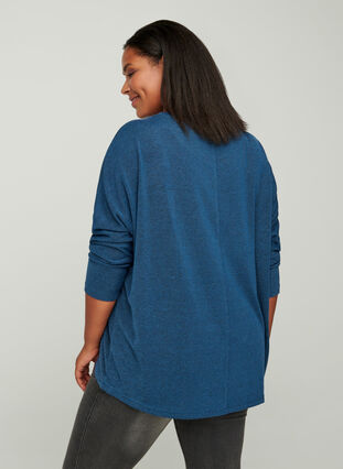 Enfärgad tröja med långa ärmar, Dark Blue, Model image number 1