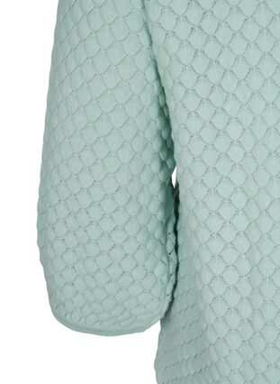 Stickad tröja i ekologisk bomull med mönster och 3/4-ärmar, Surf Spray, Packshot image number 3