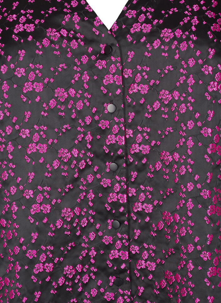 Broderad blus med korta ärmar, Svart, Packshot image number 2