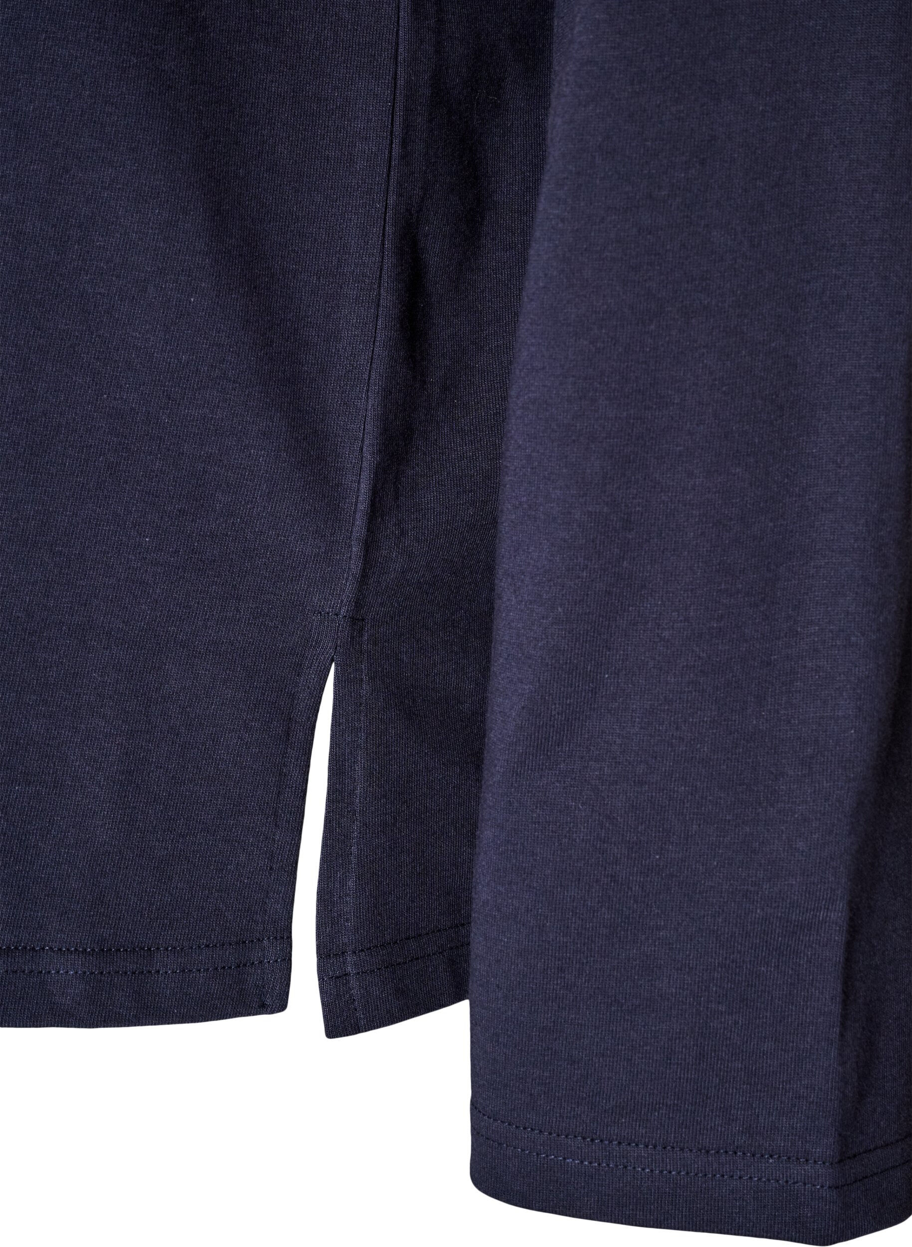 ZizziL&aring;ng&auml;rmad blus i jersey med texttryck, Bl&aring;, Packshot image number 3