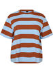 Oversize t-shirt med r&auml;nder och halvl&aring;nga &auml;rmar, Bl&aring;, Packshot image number 0